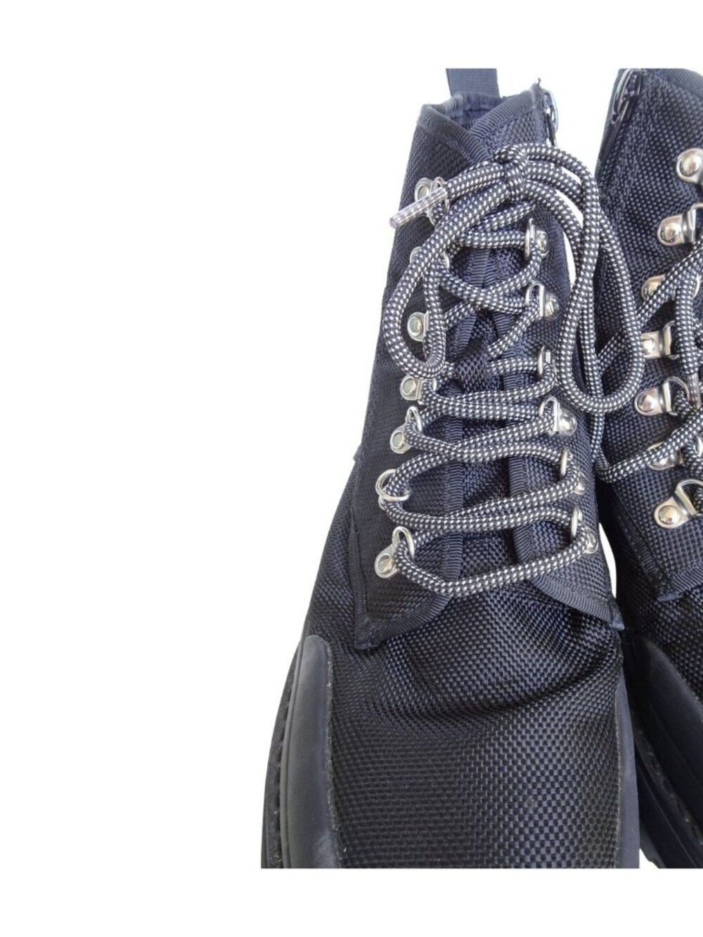 Black Lace Up Platform Ankle Boots - Picture 8 of 8